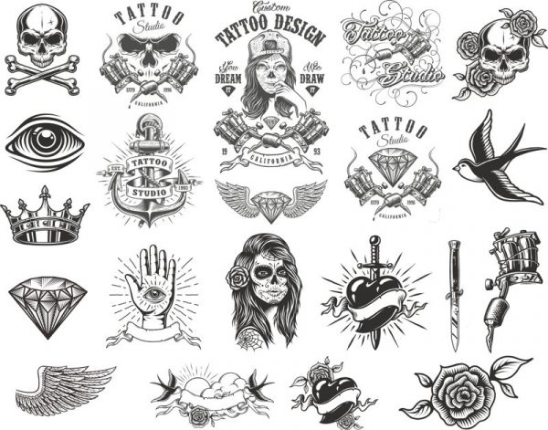 Tattoo Compositions Pack Free Vector - Dezin.info