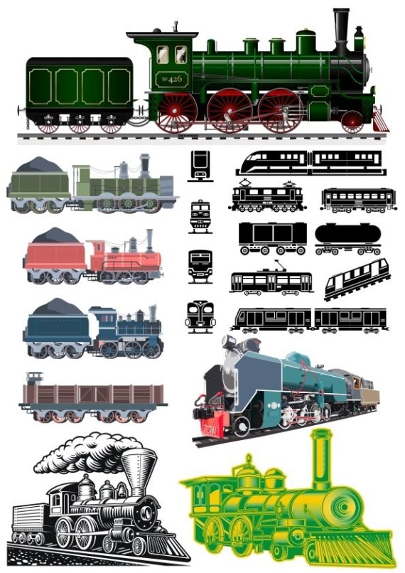 Trains Vector Set CDR File Free Vector