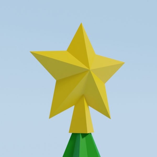 Tree Topper Low Poly Papercraft Template