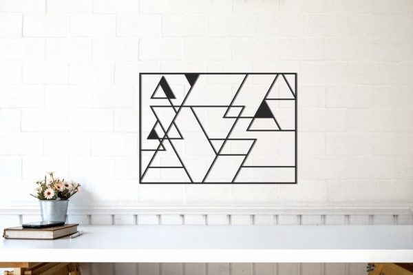 Triangle Geometric Metal Wall Decor, Geometric Wall Hanging