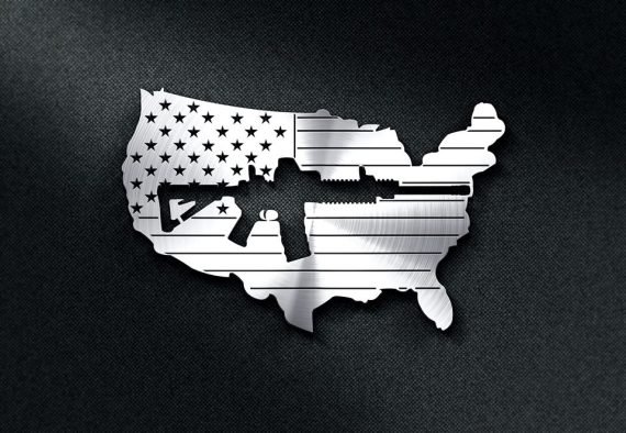 US Flag with a Gun Cut out DXF File