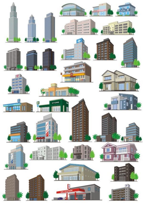 Various buildings vector file free