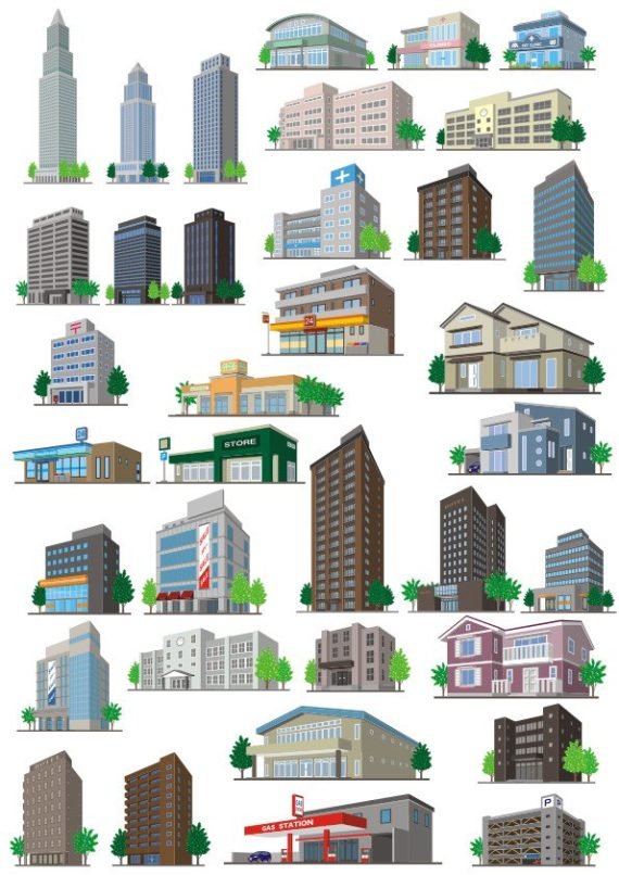 Various buildings vector file free