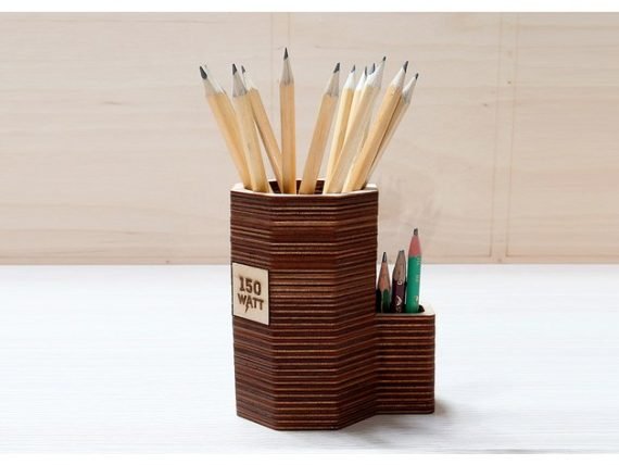 WOODEN PENCIL STAND CNC LASER CUTTING CDR DXF FILE FREE