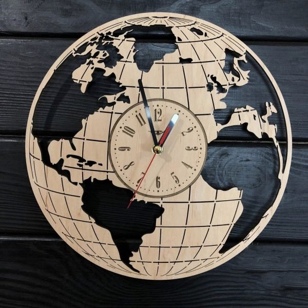 WORLD MAP CLOCK CNC LASER CUTTING CDR DXF FILE FREE