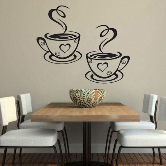 Wall Sticker Tea Coffee Cups home Decal Cafe Dining Room