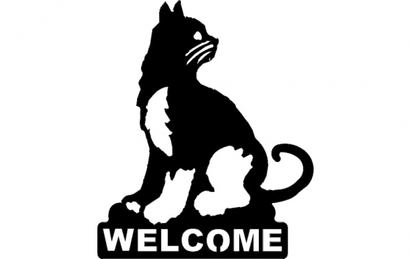 Welcome Signs Cat Silhouette Free DXF File