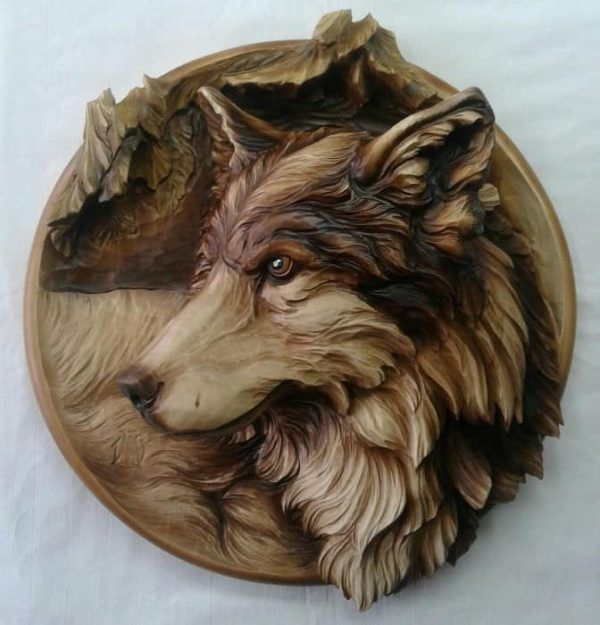 Wolf Souvenir Wooden, Wood Carving, Wooden Pattern, 3D STL for CNC Router, Decorative Overlays, Decorative Relief Woodworking, CNC Wood Carving Design