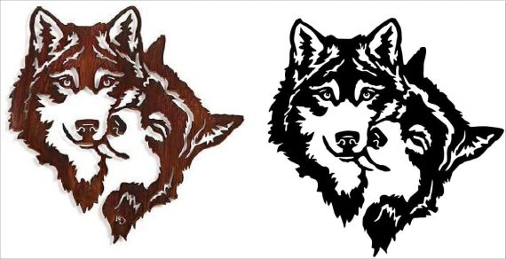 Wolf and She-Wolf Laser Cut Vector