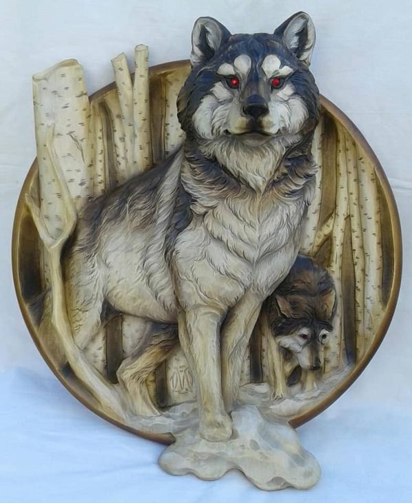 Wolves Wolf Souvenir Wooden, Wood Carving, Wooden Pattern, 3D STL for CNC Router, Decorative Overlays, Decorative Relief Woodworking, CNC Wood Carving Design