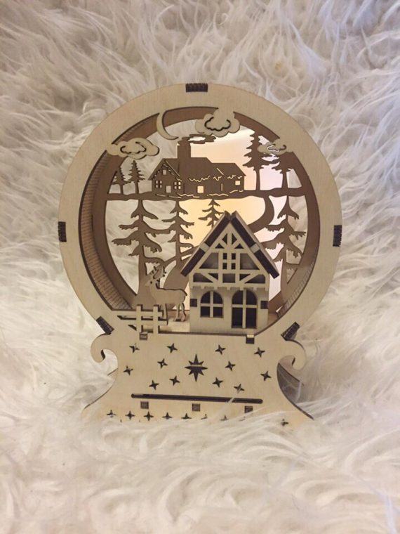 Wooden Christmas house lamp decor Drawings in DXF format