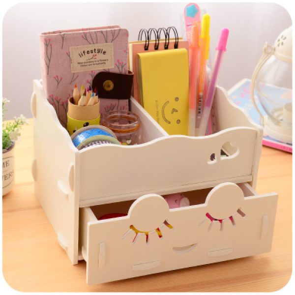 Wooden Storage Box Desk Organizer for Cosmetics CDR File