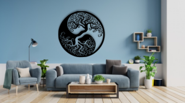YİNG YANG Tree Of Life, Metal Sign, Wall Decor, Taoism