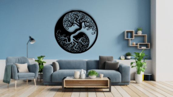 YİNG YANG Tree Of Life, Metal Sign, Wall Decor, Taoism