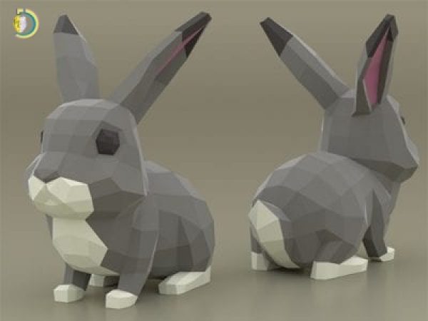 Rabbit 3d Paper Craft Free PDF Template