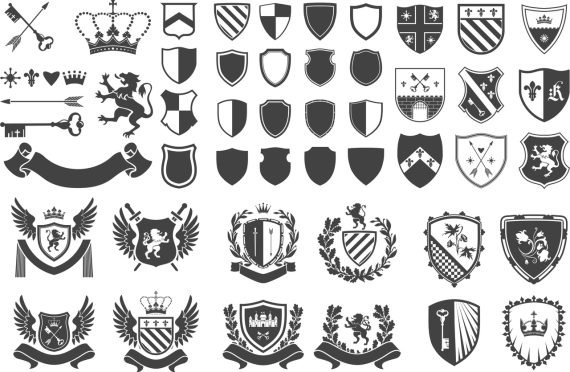 castle heraldic set Vector File free