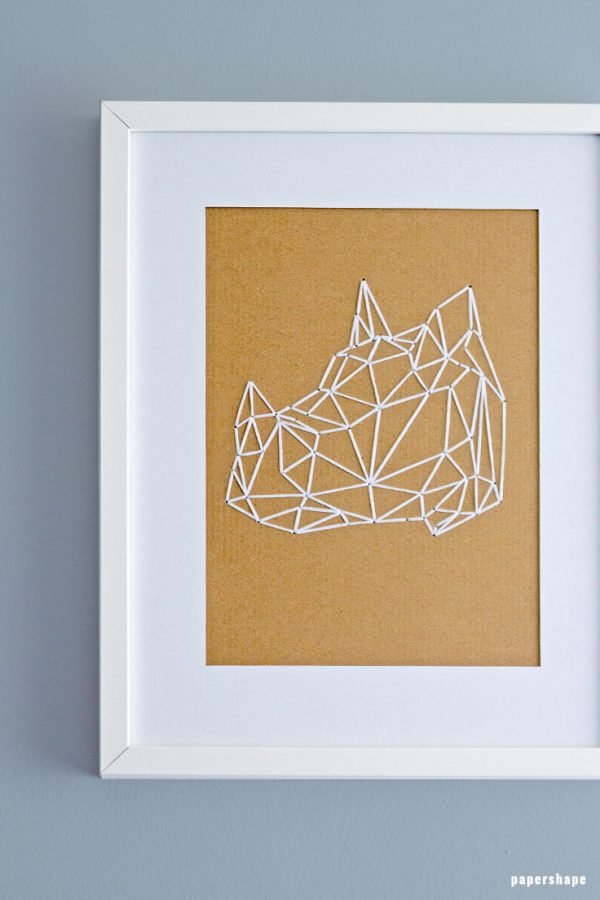 embroider geometric animals on cardboard (with templates)