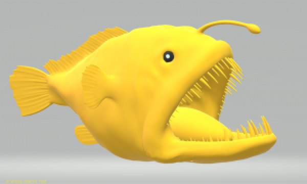 free 3d model anger fish obj,stl cnc & 3dprint work