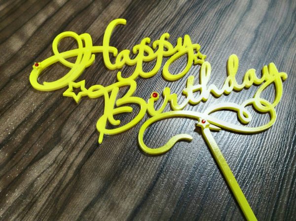 happy birthday Laser Cut Heart Cake Toppers vector file free
