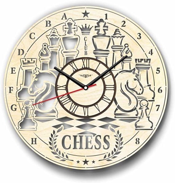 laser cut Chess Wood Wall Clock is the contemporary accessory of every home vector file free