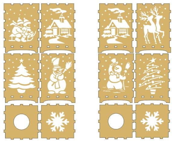 laser cut layout of the New Year lamp box vector file free