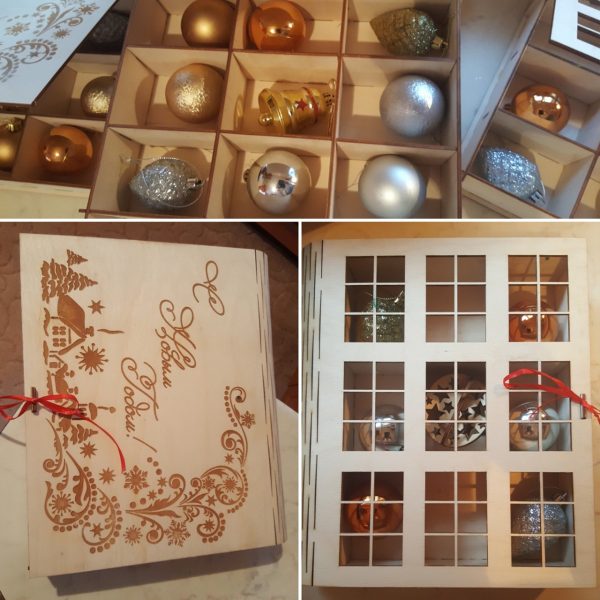 laser cut wooden Box for Christmas decorations vector file free