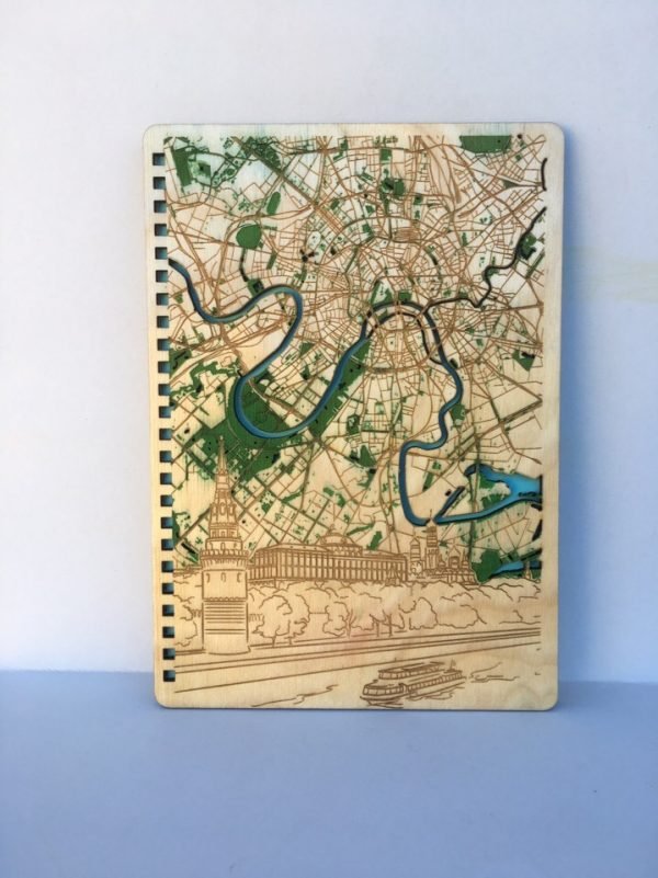 laser cut wooden notebook cover with city map vector file free