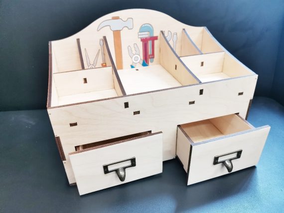 laser cutting - Universal organizer for storing tools with a drawer
