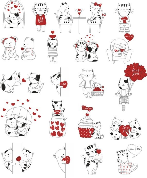 love cats set Vector File free